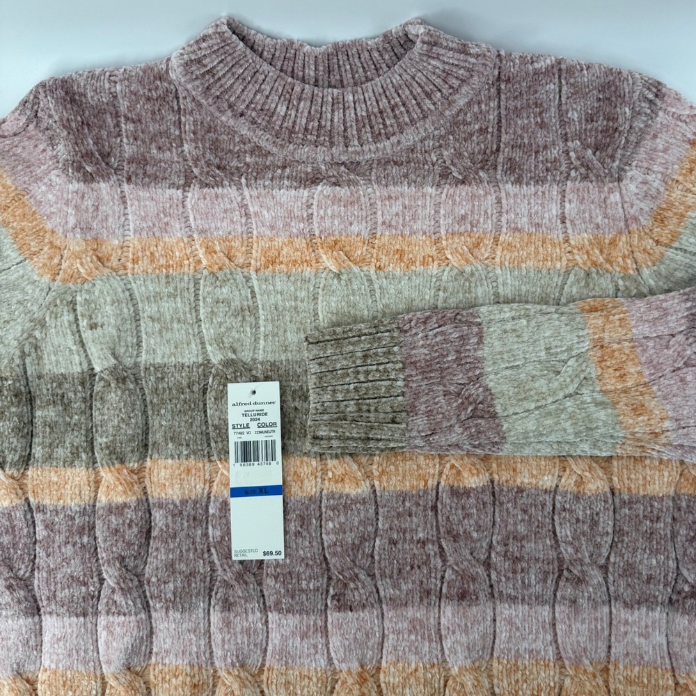 Alfred Dunner Women X-Large XL Striped Cable Knit Mock Neck Sweater New with tag